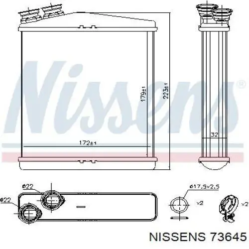 73645 Nissens radiador de forno (de aquecedor)