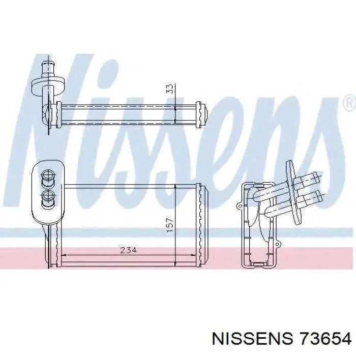 Радиатор печки (отопителя) Nissens 73654 цена, от 43.29 USD
