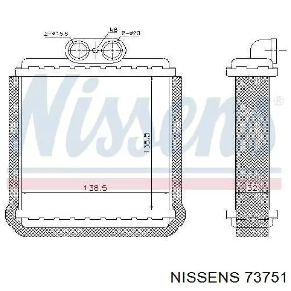 Радиатор печки 73751 Nissens