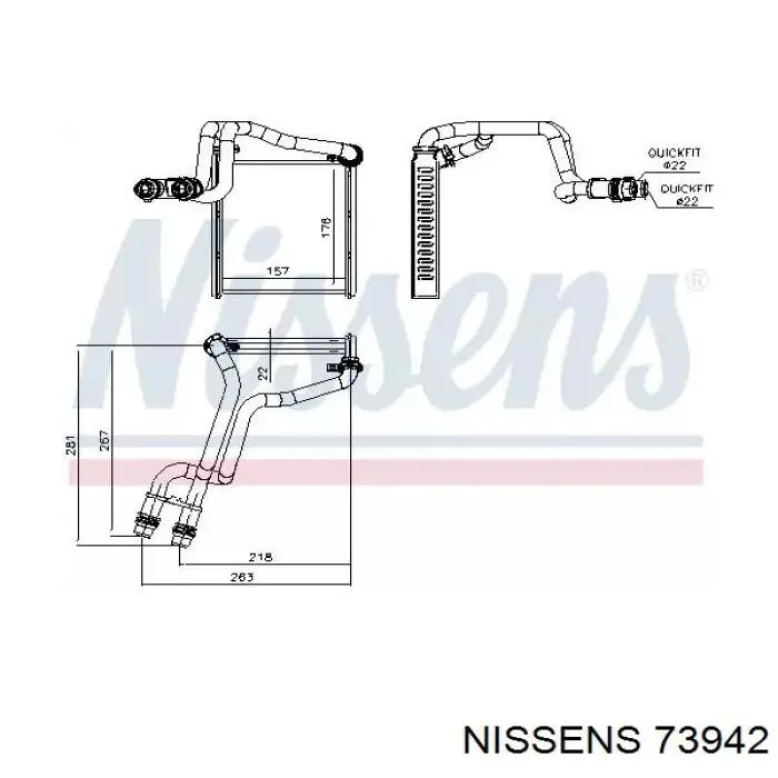 Радиатор печки 73942 Nissens