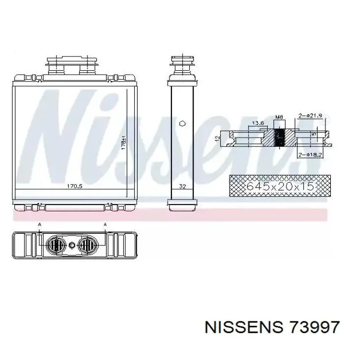 73997 Nissens radiador de forno (de aquecedor)