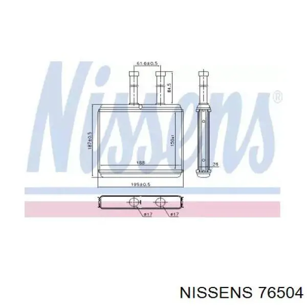 Радиатор печки (отопителя) Nissens 76504 цена, от 36.09 USD