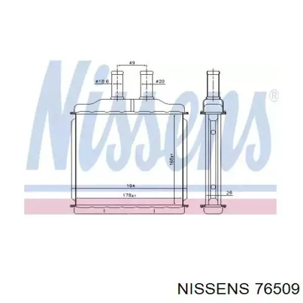 Радиатор печки 76509 Nissens