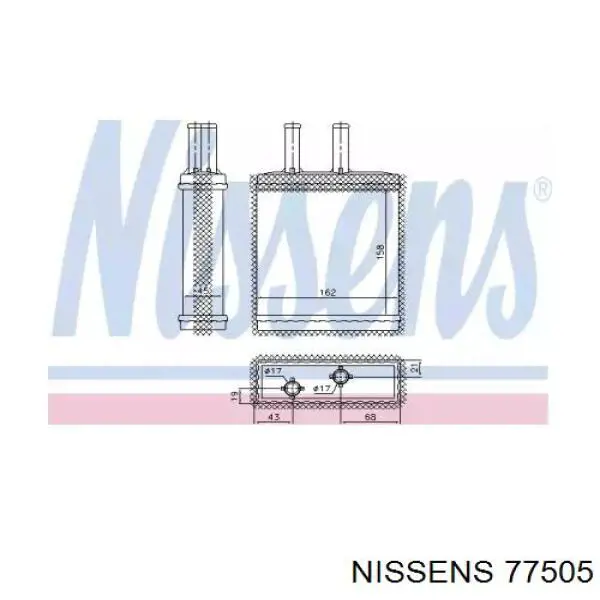 Радиатор печки (отопителя) NISSENS 77505