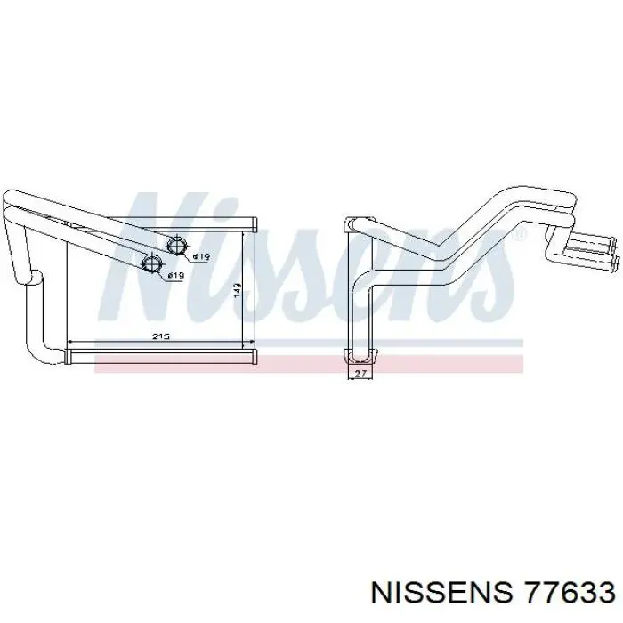 Радиатор печки 77633 Nissens