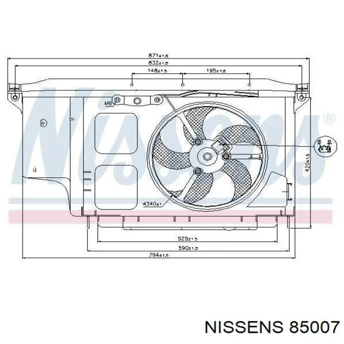 Ventilador (rodete +motor) refrigeración del motor con electromotor completo 85007 Nissens