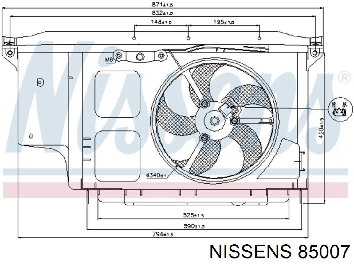 85007 Nissens электровентилятор охлаждения в сборе (мотор+крыльчатка)
