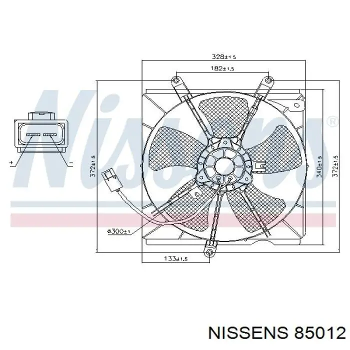 85012 Nissens диффузор радиатора охлаждения, в сборе с мотором и крыльчаткой
