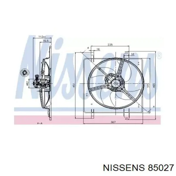85027 Nissens диффузор радиатора охлаждения, в сборе с мотором и крыльчаткой