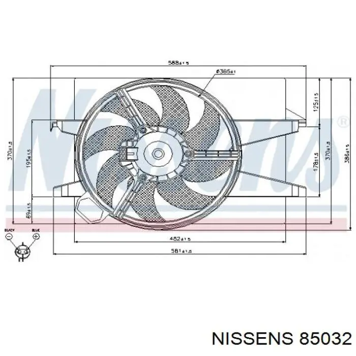 85032 Nissens диффузор радиатора охлаждения, в сборе с мотором и крыльчаткой
