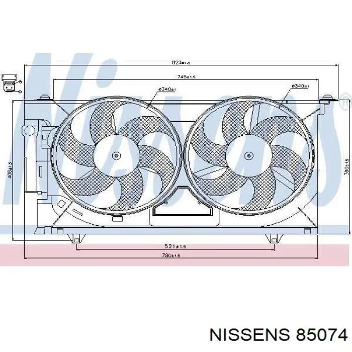 85074 Nissens диффузор радиатора охлаждения, в сборе с мотором и крыльчаткой
