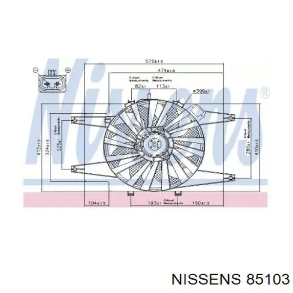 85103 Nissens диффузор радиатора охлаждения