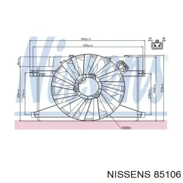 5090202 Autotechteile Difusor do radiador de esfriamento