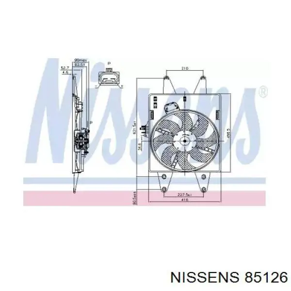 85126 Nissens диффузор радиатора охлаждения, в сборе с мотором и крыльчаткой