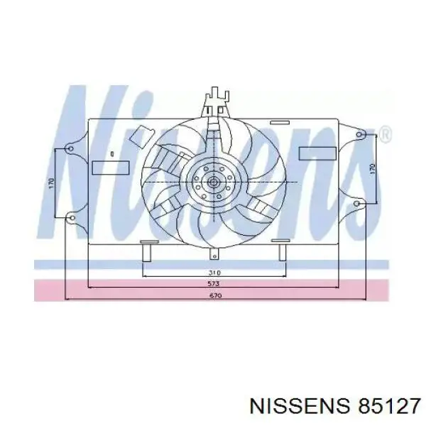 85127 Nissens диффузор радиатора охлаждения, в сборе с мотором и крыльчаткой