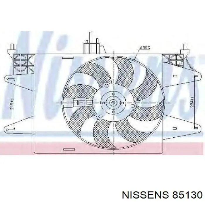 85130 Nissens диффузор радиатора охлаждения, в сборе с мотором и крыльчаткой