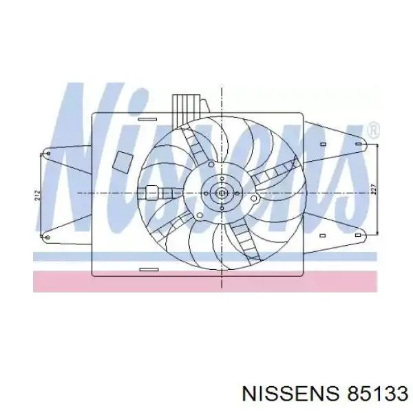 85133 Nissens диффузор радиатора охлаждения, в сборе с мотором и крыльчаткой