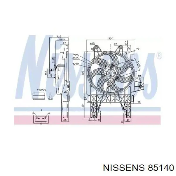 85140 Nissens диффузор радиатора охлаждения, в сборе с мотором и крыльчаткой
