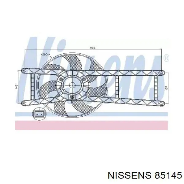 85145 Nissens электровентилятор охлаждения в сборе (мотор+крыльчатка)