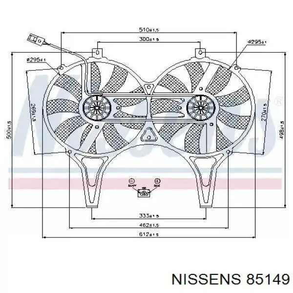 85149 Nissens диффузор радиатора кондиционера, в сборе с крыльчаткой и мотором