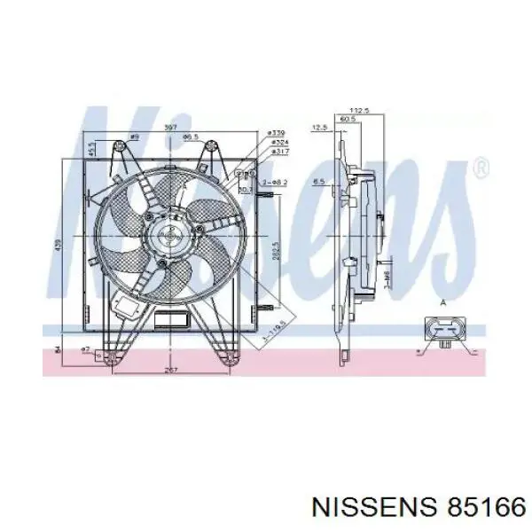 85166 Nissens диффузор радиатора охлаждения, в сборе с мотором и крыльчаткой