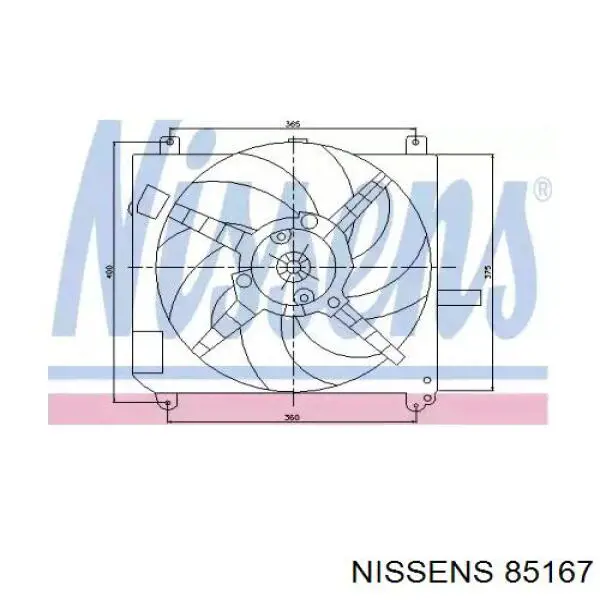 85167 Nissens диффузор радиатора охлаждения, в сборе с мотором и крыльчаткой