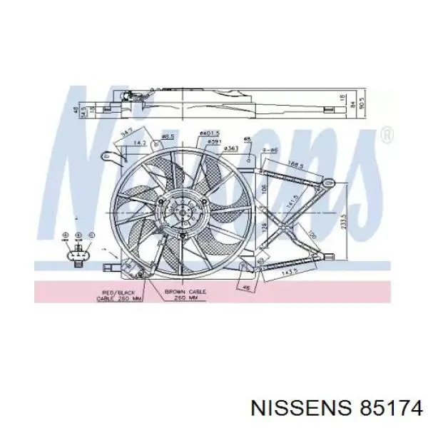 85174 Nissens электровентилятор охлаждения в сборе (мотор+крыльчатка)