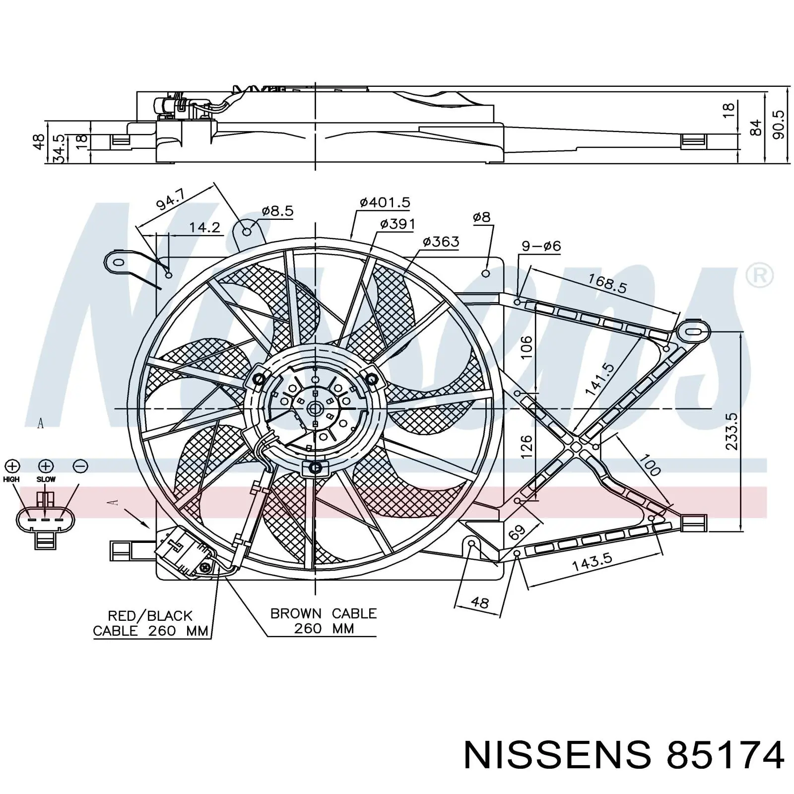 Ventilador (rodete +motor) refrigeración del motor con electromotor completo 85174 Nissens