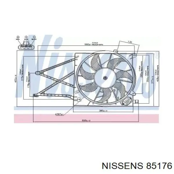 85176 Nissens диффузор радиатора охлаждения, в сборе с мотором и крыльчаткой