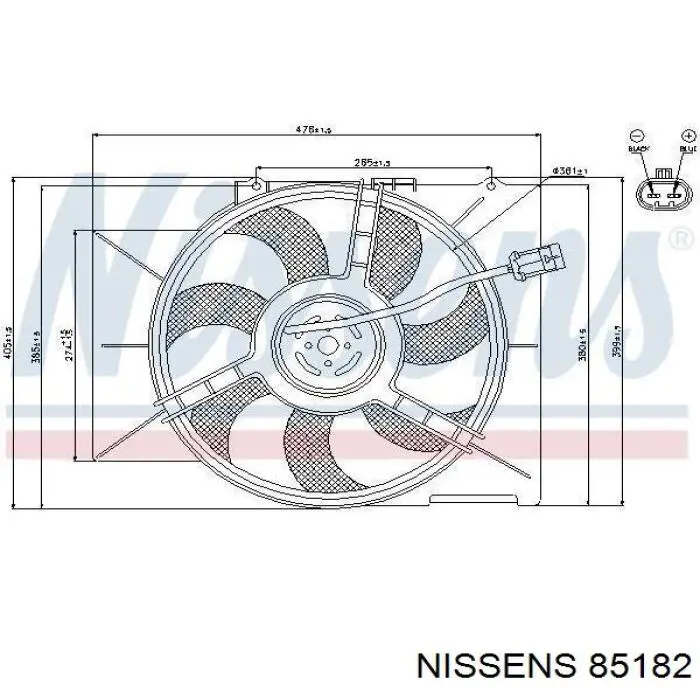 Ventilador (rodete +motor) refrigeración del motor con electromotor completo 85182 Nissens