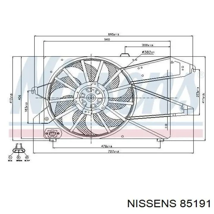 85191 Nissens диффузор радиатора охлаждения, в сборе с мотором и крыльчаткой