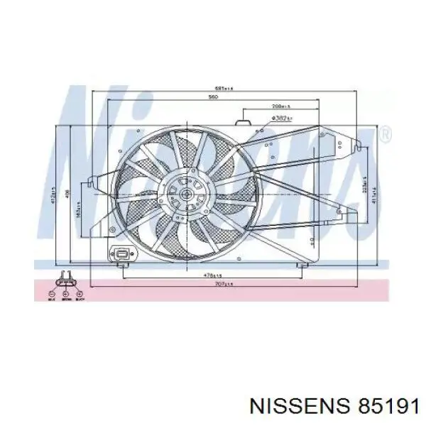 Купить 85191 Nissens Диффузор вентилятора в сборе с мотором и крыльчаткой