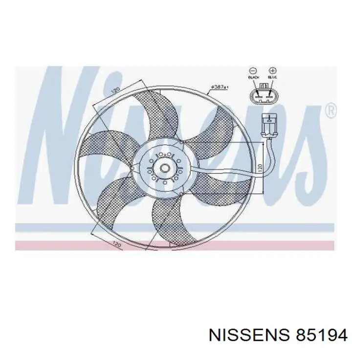 Ventilador (rodete +motor) refrigeración del motor con electromotor derecho 85194 Nissens