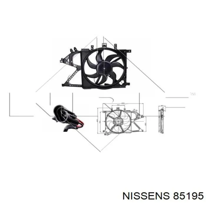 Электровентилятор охлаждения в сборе (мотор+крыльчатка) правый 85195 Nissens