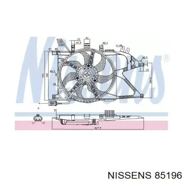 Диффузор вентилятора в сборе с мотором и крыльчаткой 85196 Nissens