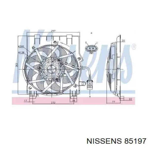 Диффузор вентилятора в сборе с мотором и крыльчаткой 85197 Nissens