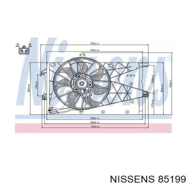 Диффузор радиатора кондиционера Nissens 85199
