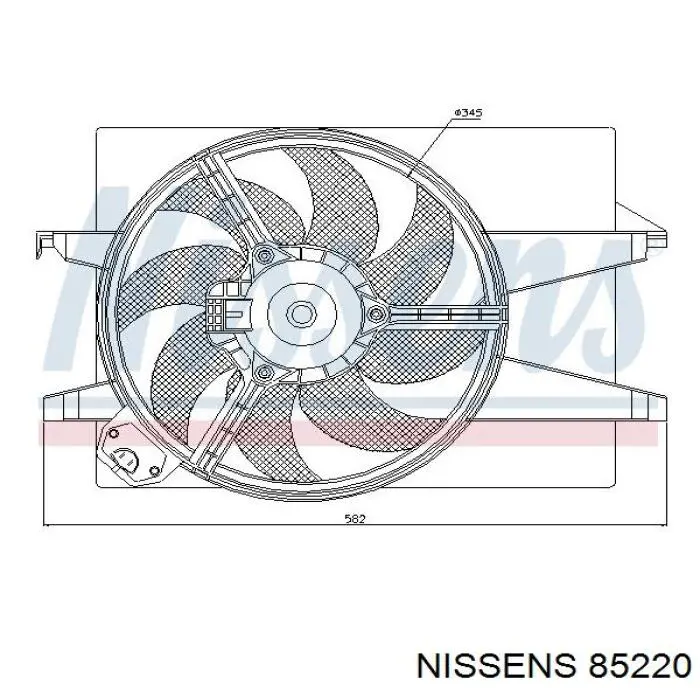 85220 Nissens диффузор радиатора охлаждения, в сборе с мотором и крыльчаткой