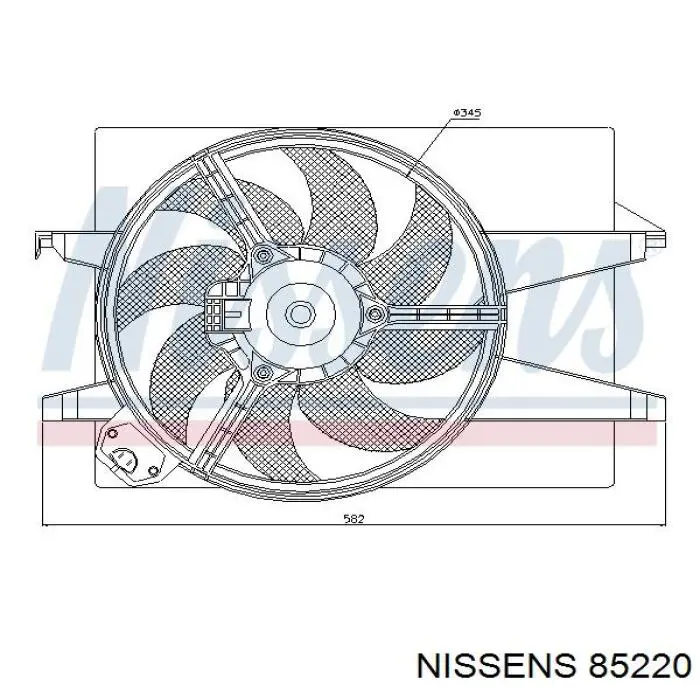 Дифузор радіатора охолодження, в зборі з двигуном і крильчаткою 85220 Nissens