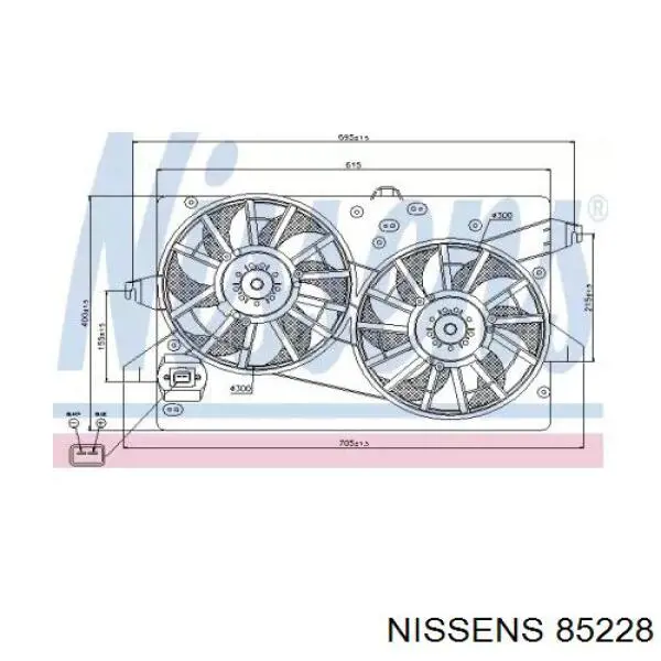 85228 Nissens диффузор радиатора охлаждения, в сборе с мотором и крыльчаткой