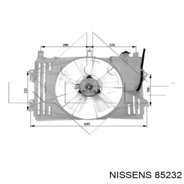 85232 Nissens диффузор радиатора охлаждения, в сборе с мотором и крыльчаткой