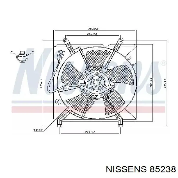 Мотор вентилятора системы охлаждения левый Nissens 85238