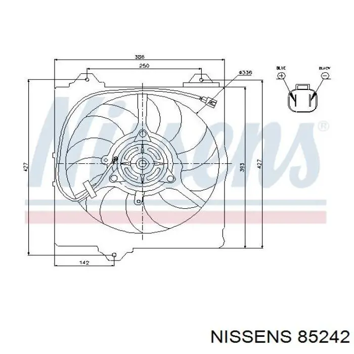 85242 Nissens вентилятор (крыльчатка радиатора охлаждения правый)