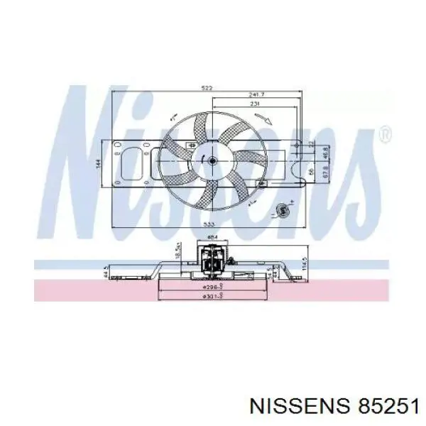 85251 Nissens электровентилятор охлаждения в сборе (мотор+крыльчатка)