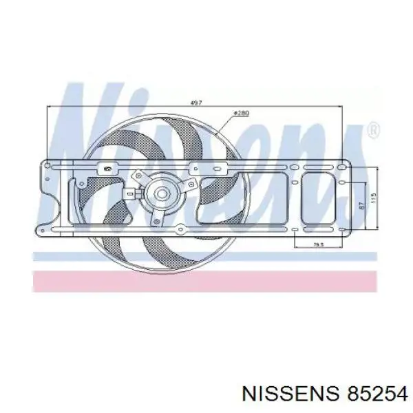 85254 Nissens электровентилятор охлаждения в сборе (мотор+крыльчатка)