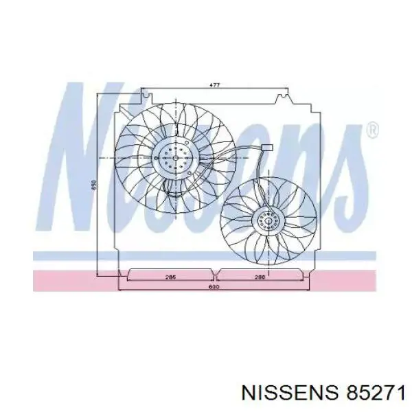 85271 Nissens электровентилятор охлаждения в сборе (мотор+крыльчатка)