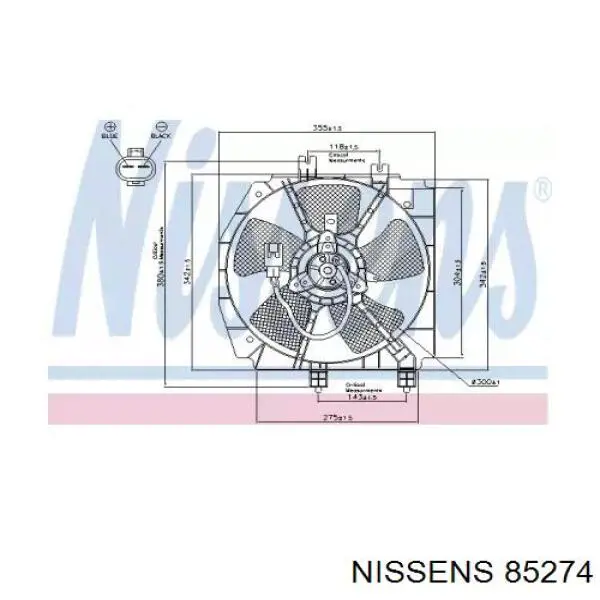 85274 Nissens диффузор радиатора охлаждения, в сборе с мотором и крыльчаткой