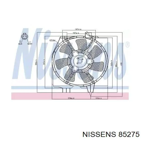 85275 Nissens диффузор радиатора кондиционера, в сборе с крыльчаткой и мотором