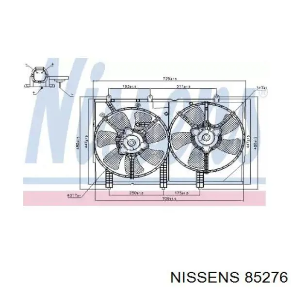 85276 Nissens диффузор радиатора охлаждения, в сборе с мотором и крыльчаткой