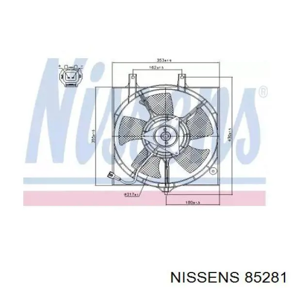 85281 Nissens диффузор радиатора охлаждения, в сборе с мотором и крыльчаткой